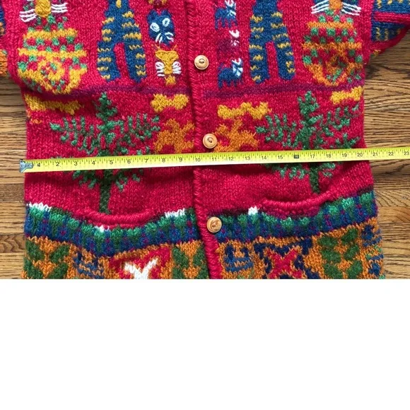 Vintage Express TRICOT Hand Knit Cat Wool Oversized Cardigan Sweater M/L - Picture 5 of 11